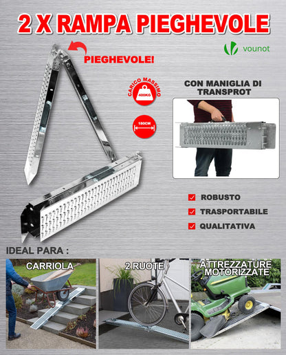 VOUNOT 2x Faltbare Auffahrrampe – 400 kg Tragkraft