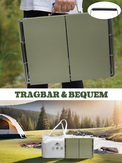 Charmline Holzkohlegrill, klappbarer Campinggrill 51 x 35 cm, Grün