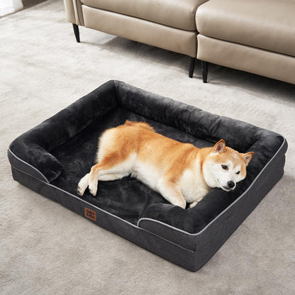EHEYCIGA Orthopädisches Hundebett Memory Foam – Gross, 91x68cm Dunkelgrau