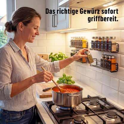Deco haus Gewürzregal Wand ohne Bohren, 4er Set mit 24 Gewürzgläsern