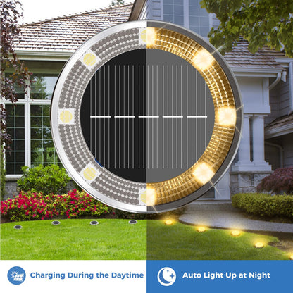 Peasur Solar Bodenleuchten Aussen 12 Stück, 8 LED, warmweiss