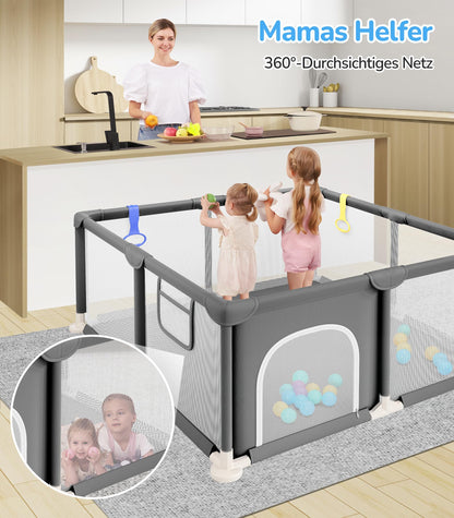 Dripex Laufstall Laufgitter Baby 124x124cm - Dunkelgrau