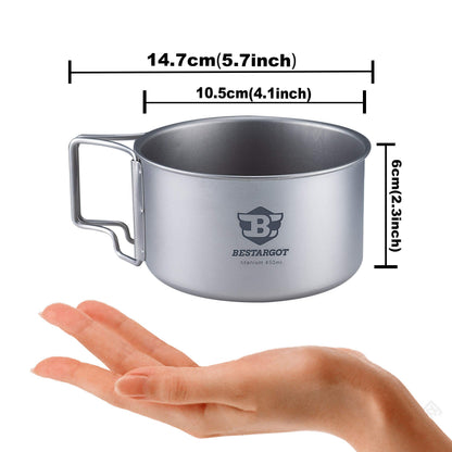 Bestargot Titan Becher 750 ml, ultraleichter Camping Topf, 130 g