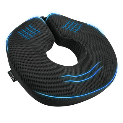 Feagar Sitzkissen – orthopädischer Sitzring mit Memory-Schaum, Ringform mit Hohlraum und Tragegriff