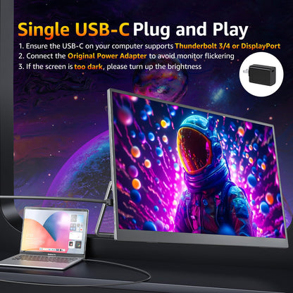 cocopar 18,5 Zoll tragbarer Gaming Monitor 100Hz USB-C HDMI