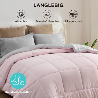 BEDSURE Bettdecke 135x200 cm Ganzjahresdecke, Pinkesque/Grau