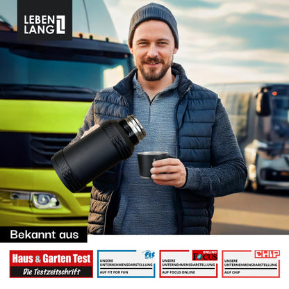 LEBENLANG Thermosflasche 2,5 L Edelstahl Isolierflasche mit Becher