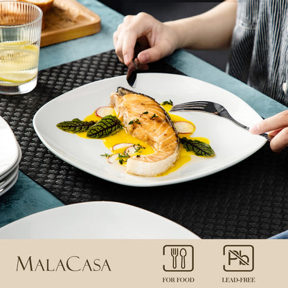 MALACASA Elisa Speiseteller-Set, 6-teilig, Porzellan, 24,8 cm