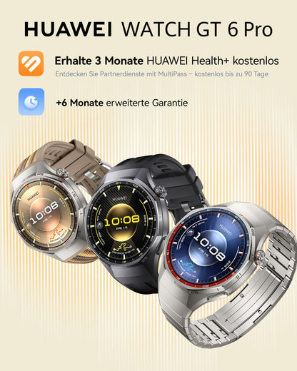 HUAWEI Watch GT 6 Pro Smartwatch mit GPS und EKG, 46 mm, Schwarz