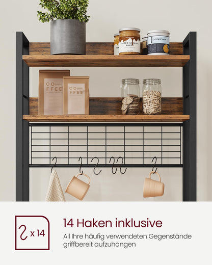 VASAGLE KKS037B01EU Mikrowellenregal mit Steckdosen – Vintagebraun