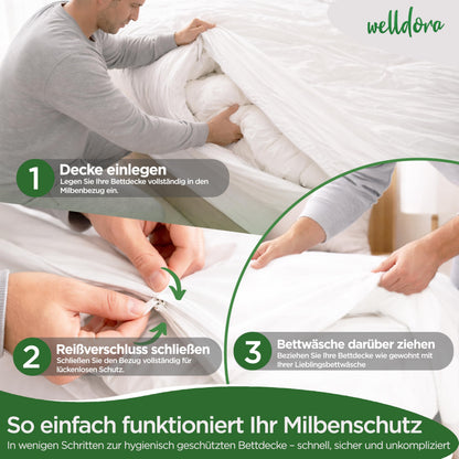 Welldora Milbenbezug Bettdecke 155x220 cm, Allergiker Encasing