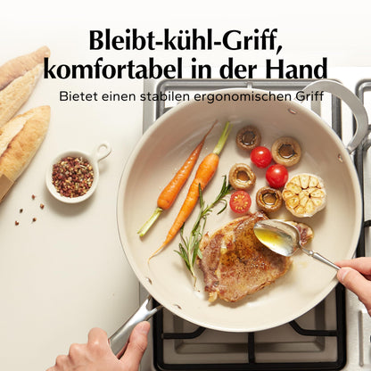 Redchef Bratpfanne 28cm Keramik Induktion Antihaft Beige mit Deckel