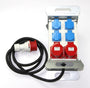 solartronics SP-A6Mc-P015 CEE Baustromverteiler - 16A IP44. Grauer, spritzwassergeschützter Kasten mit CEE-Steckdosen für 16A Baustellenstrom.
