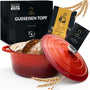 Chefarone Gusseisen Topf Schmortopf - emailliert 26 cm. Runder emaillierter Gusseisentopf zum langsamen Schmoren und Braten.