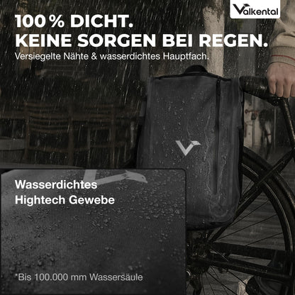 Valkental UrbanX 2in1 Velotasche & Rucksack, wasserdicht, 28 L