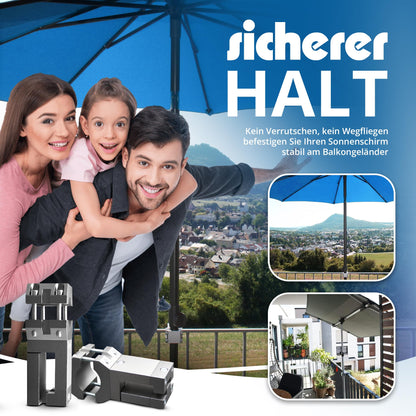 KD-TECH Sonnenschirmhalter V2 für eckige Balkongeländer ohne Bohren
