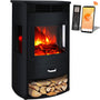 KESSER® Prio Elektrokamin mit Heizung – WiFi App, 1900W, rechteckig, schwarz. Bietet 1900W Heizleistung und optischen Flammenschein zur Raumbeheizung.