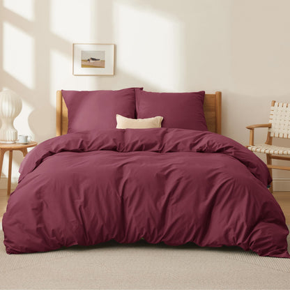 BEDSURE Bettwäsche-Set 135x200 cm Baumwolle 4-teilig Weinrot