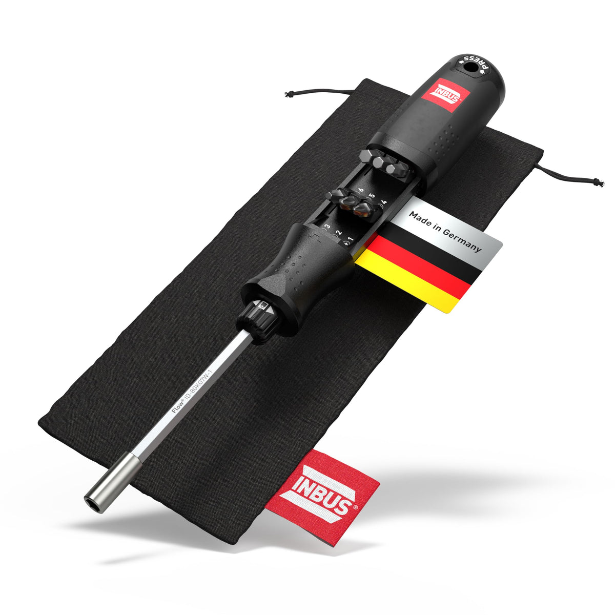 INBUS Flow 73424 Ratschen-Schraubendreher mit 12 Bits, HybridTouch-Griff und Bitaufnahme 6,3 mm