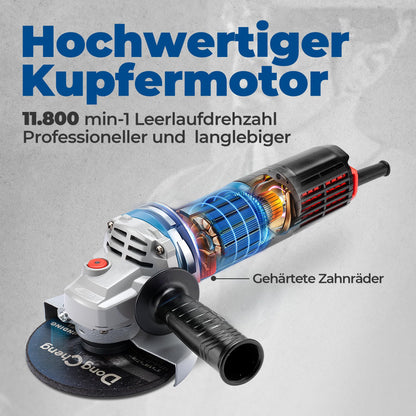 DongCheng Winkelschleifer DSM10-125, 1100 W, 125 mm, mit 6 Scheiben