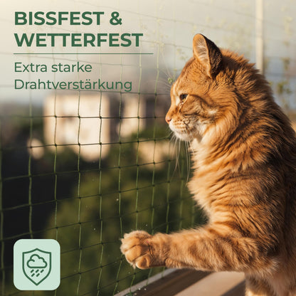 WOOWOOD Katzennetz Balkon, drahtverstärkt, wetterfest, 4x3 m