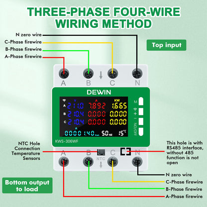 Wattive Stromzähler 3 Phasen, WLAN Drehstromzähler für Hutschiene
