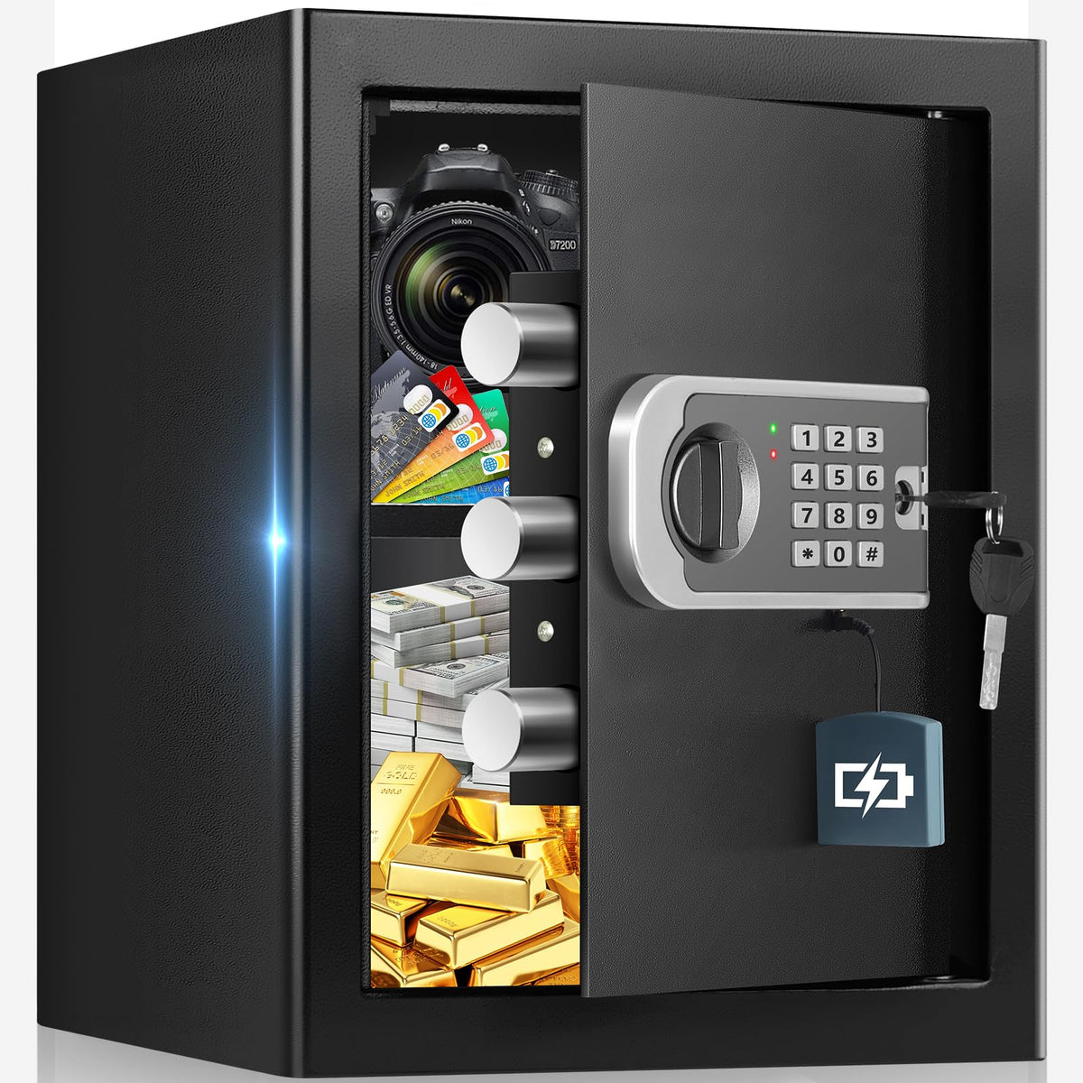 Tiskgg CC SAFE Möbeltresor 50 L, digitaler Safe mit Zahlenschloss – Stahlgehäuse und Tastenfeld