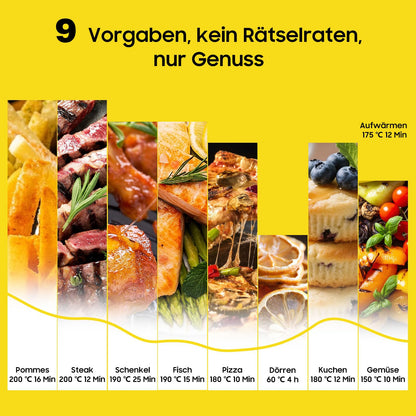 Dewelling Heissluftfritteuse XXL 9L Airfryer mit Sichtfenster