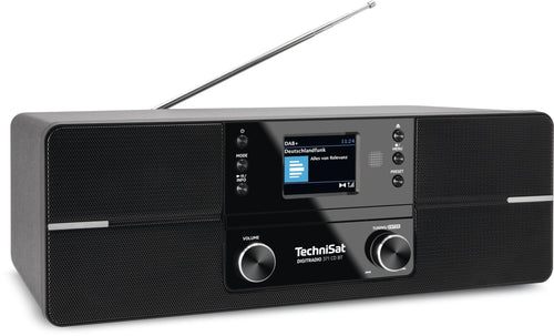 TechniSat DIGITRADIO 371 CD BT Kompaktanlage: schwarz-silberne Einheit für DAB+/UKW-Radio, CD und Bluetooth-Audiostreaming.