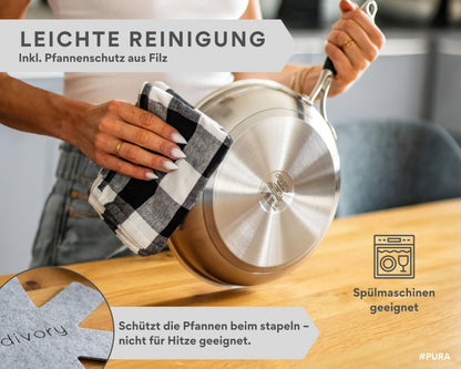 DIVORY PURA Edelstahl-Bratpfanne 28cm – unbeschichtet Induktion