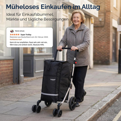 Hoppa Einkaufstrolley ST101 klappbar mit 6 Rädern, 74 l