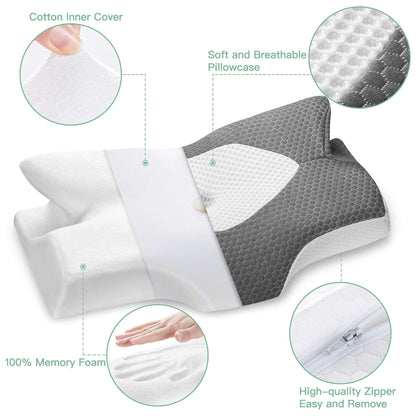 Elviros Nackenstützkissen Memory Foam, ergonomisch, 64 x 38 cm