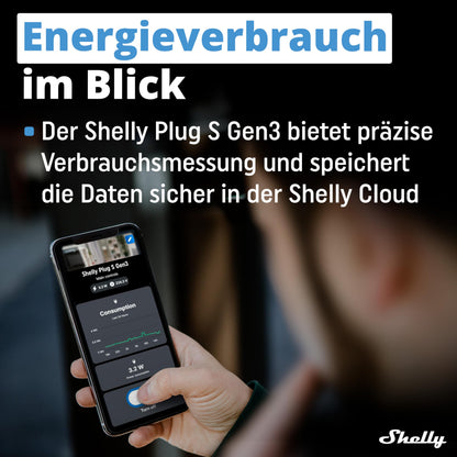 Shelly Plug S Gen3 WLAN-Steckdose mit Leistungsmessung, weiss, 3er-Set