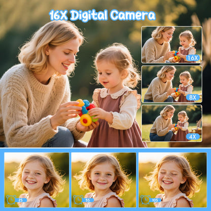 IXNAIQY Digitalkamera 44MP 1080P Kompaktkamera für Kinder, schwarz