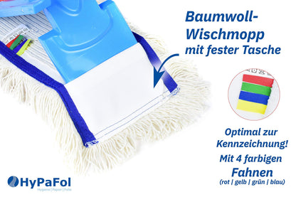Hypafol Baumwoll-Wischmopp 50 cm Bodenwischer mit Magnetverschluss