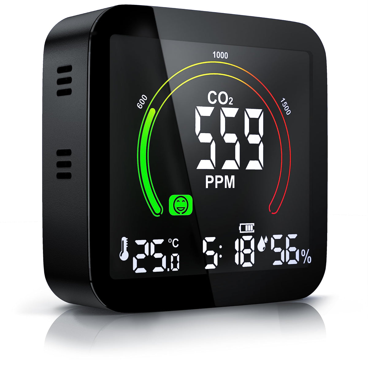 Brandson CO2 Messgerät mit Alarm, Temperatur- und Feuchteanzeige mit LCD-Display