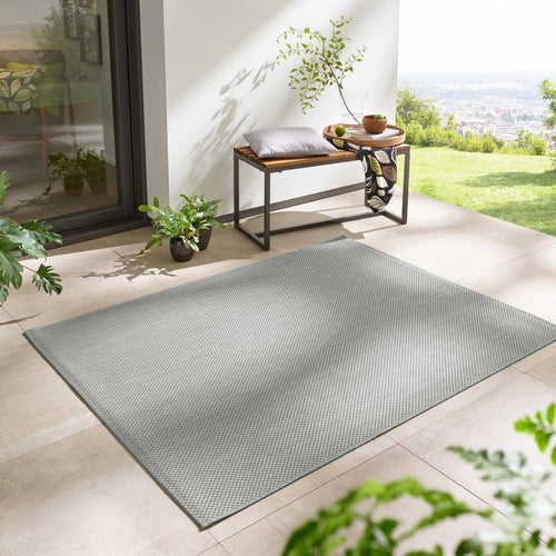 Taracarpet In- & Outdoor Teppich Sisaloptik Silbergrau 140x200 cm, rechteckiges Flachgewebe in melierter Optik
