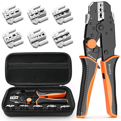 Preciva Crimpzange Wechselbacken Set - 6-teilig & Tasche. 6 metallene Wechselbacken in Tasche, für diverse Crimp-Profile. Zum Verpressen von Aderendhülsen, Kabelschuhen und MC4-Steckern.