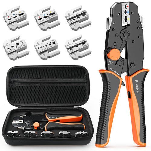 Preciva Crimpzange Wechselbacken Set - 6-teilig & Tasche. 6 metallene Wechselbacken in Tasche, für diverse Crimp-Profile. Zum Verpressen von Aderendhülsen, Kabelschuhen und MC4-Steckern.