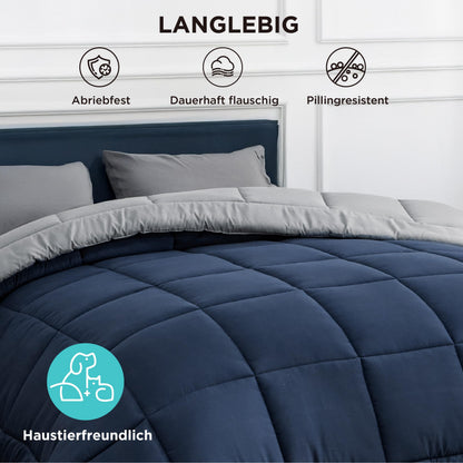 BEDSURE Ganzjahresdecke 155x220 cm für Allergiker, Blau/Grau