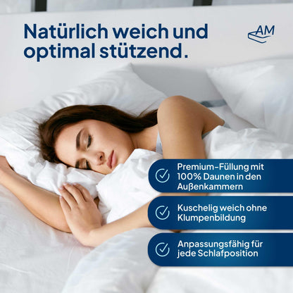 DormiGood Daunenkissen 3-Kammer Kopfkissen - 80x80 cm