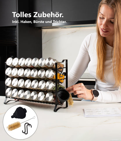 Deco haus Gewürzregal stehend & hängend mit 28 Gläsern, schwarz