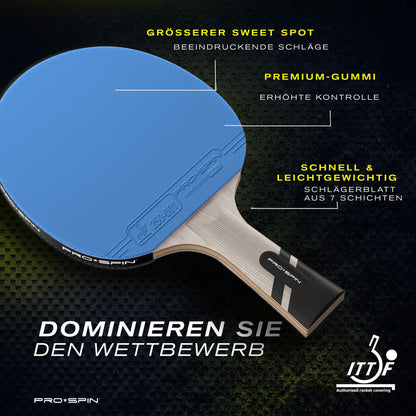 PRO-SPIN Tischtennisschläger Carbon ITTF-zugelassen, Blau, 2er-Pack