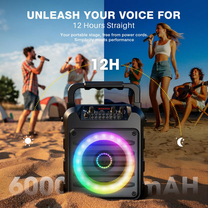 Dislocati Karaoke Maschine mit 2 Funkmikrofonen, 20W, Bluetooth 5.3