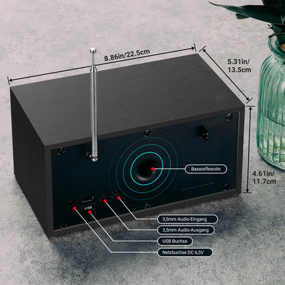 August MB420 DAB+/FM Küchenradio Bluetooth Holzgehäuse