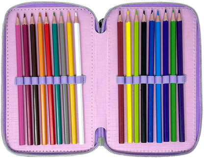 Clondo 3D Federmäppchen Stitch 3-fach, 44-teilig gefüllt, Lila