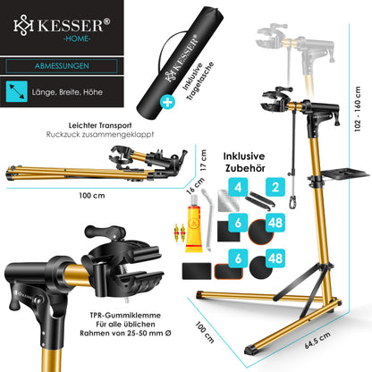 KESSER Profi Fahrrad Montageständer Aluminium – Gold