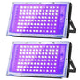 Glostars UV Schwarzlicht Strahler 100W LED IP66, 2er-Pack – Aluminiumgehäuse, 360° verstellbarer Ständer