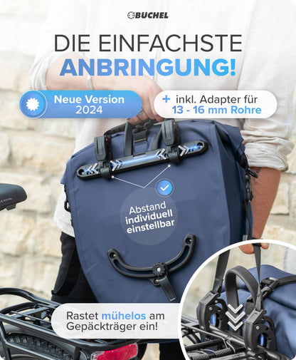 Büchel Gepäckträgertasche 2er Set 25,4 l wasserdicht mit Tragegriff