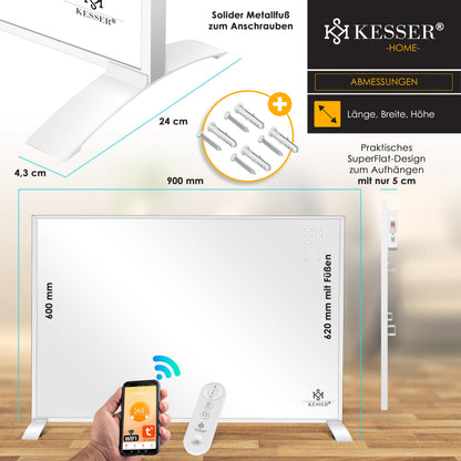 KESSER Infrarotheizung 540W Heizpaneel – Stand-/Wandmontage